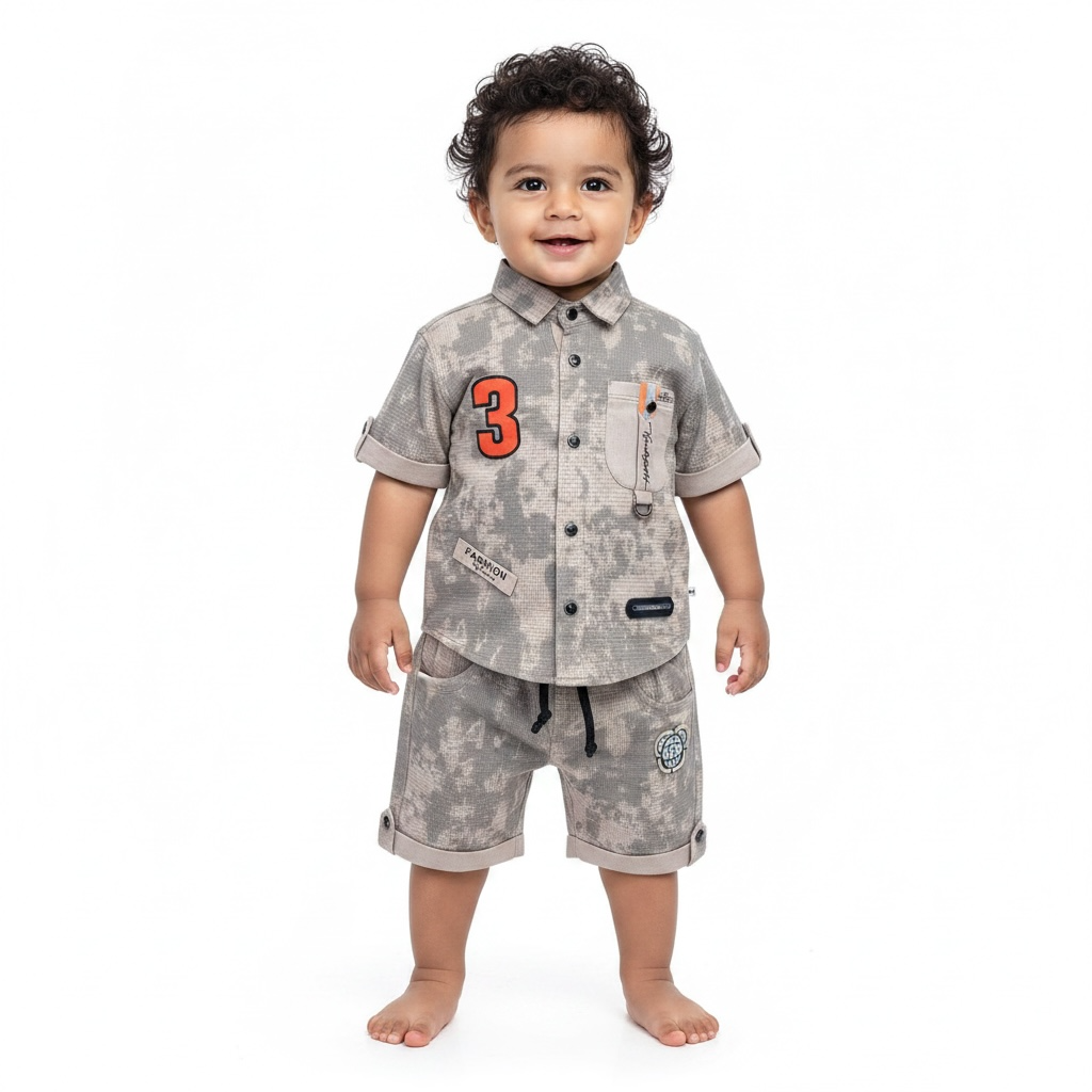 Baby Boy Camouflage Cord-Set | Printed Inner T-Shirt (3-Piece)