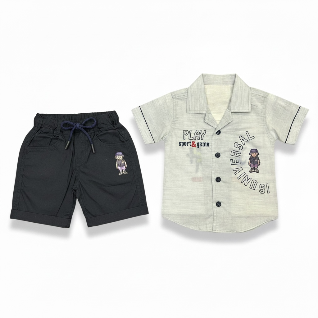 Baby Boy Universal Sunmer Set | Printed Inner T-Shirt (3-Piece)