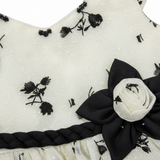 Baby Girl Black Flocking Frock | Inner and Tights (3-Piece)