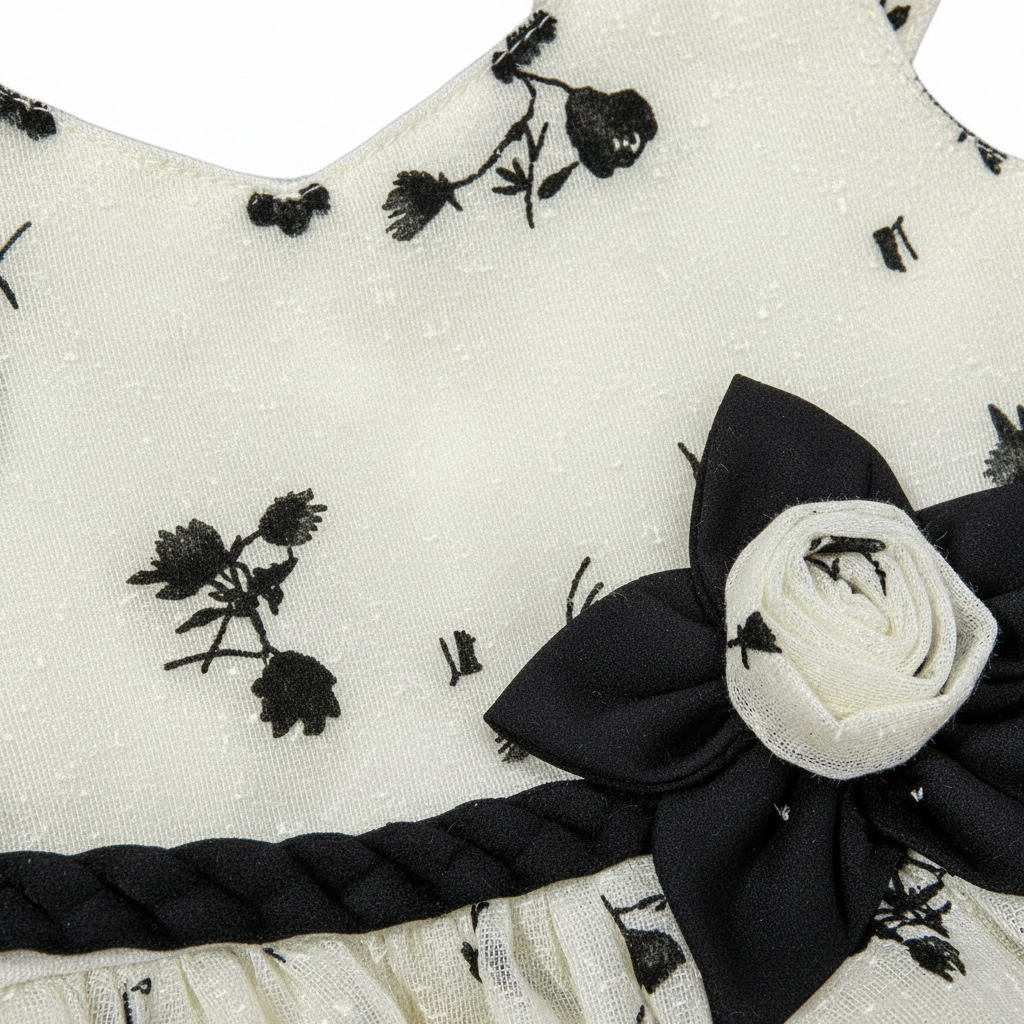 Baby Girl Black Flocking Frock | Inner and Tights (3-Piece)