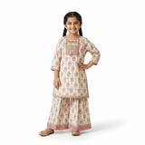 Ivory Blossom Kurta & Flapper Set (3-Piece)