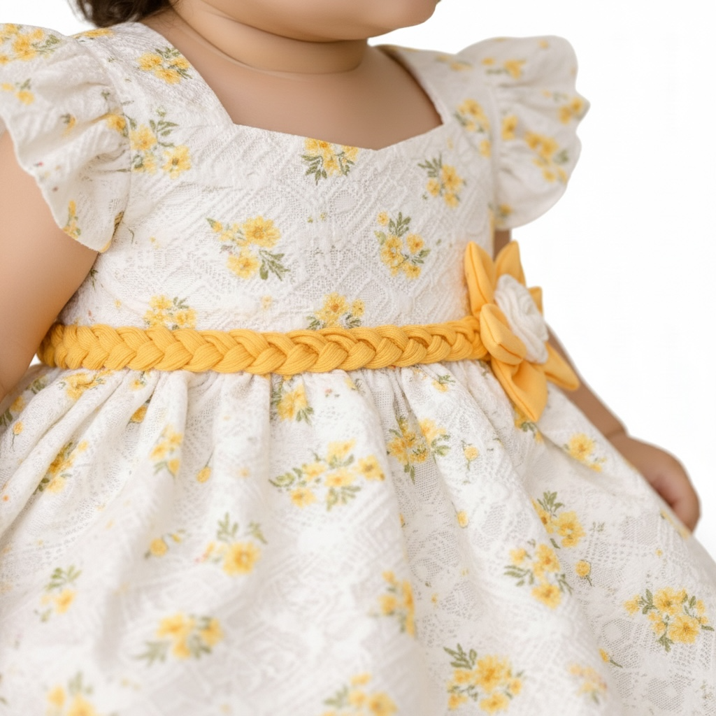 Baby Girl Cotton Floral Printed Frock | Printed Tights (2-Piece)