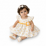 Baby Girl Cotton Floral Printed Frock | Printed Tights (2-Piece)