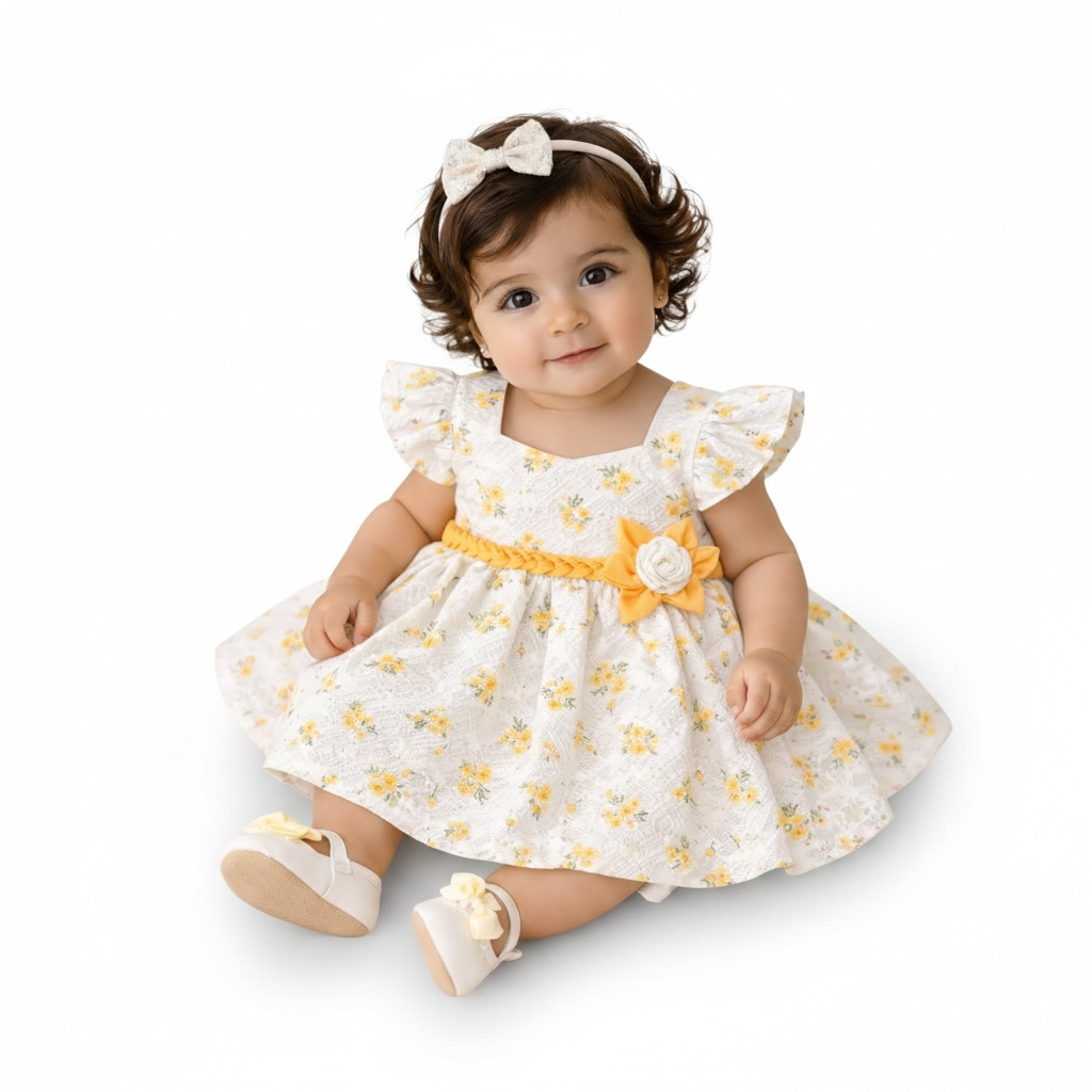 Baby Girl Cotton Floral Printed Frock | Printed Tights (2-Piece)