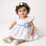 Baby Girl Cotton Floral Printed Frock | Printed Tights (2-Piece)