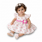 Baby Girl Cotton Floral Printed Frock | Printed Tights (2-Piece)