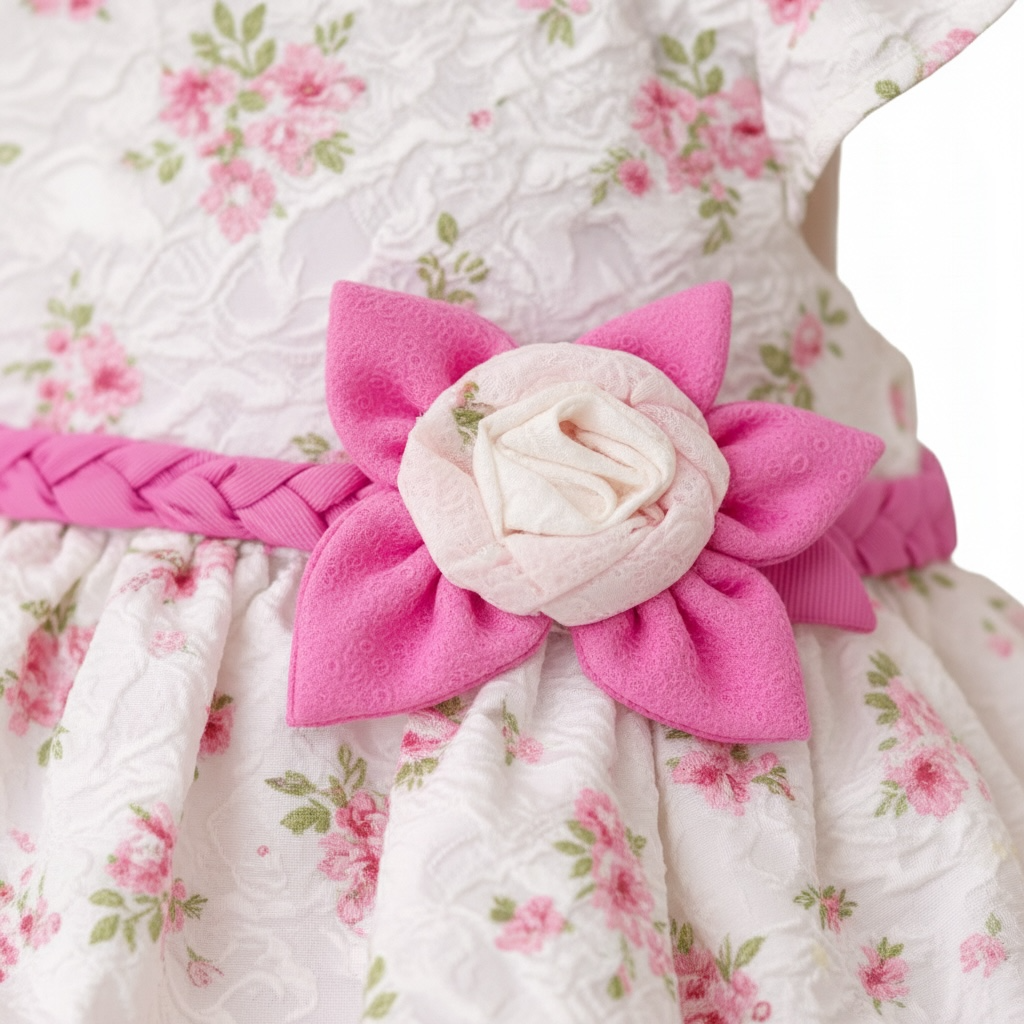 Baby Girl Cotton Floral Printed Frock | Printed Tights (2-Piece)