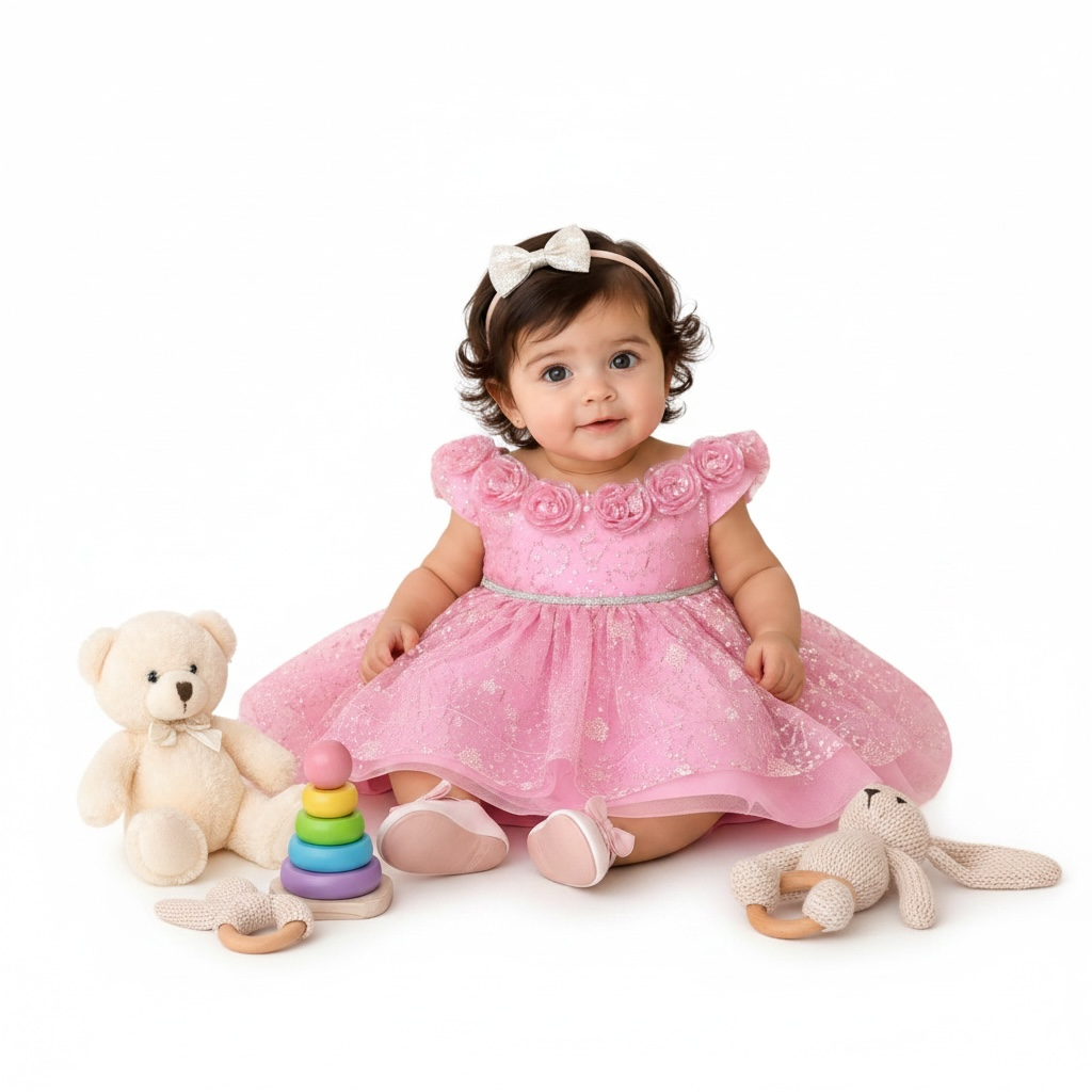 Baby Girl Fancy Sparkle Frock | Inner and Tights (3-Piece)