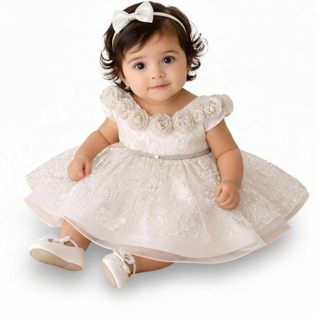 Baby Girl Fancy Sparkle Frock | Inner and Tights (3-Piece)