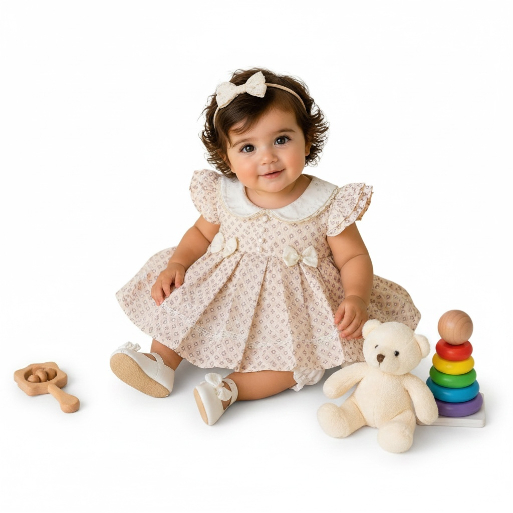 Baby Girl Cotton Plating Frock  Panties (2-Piece)