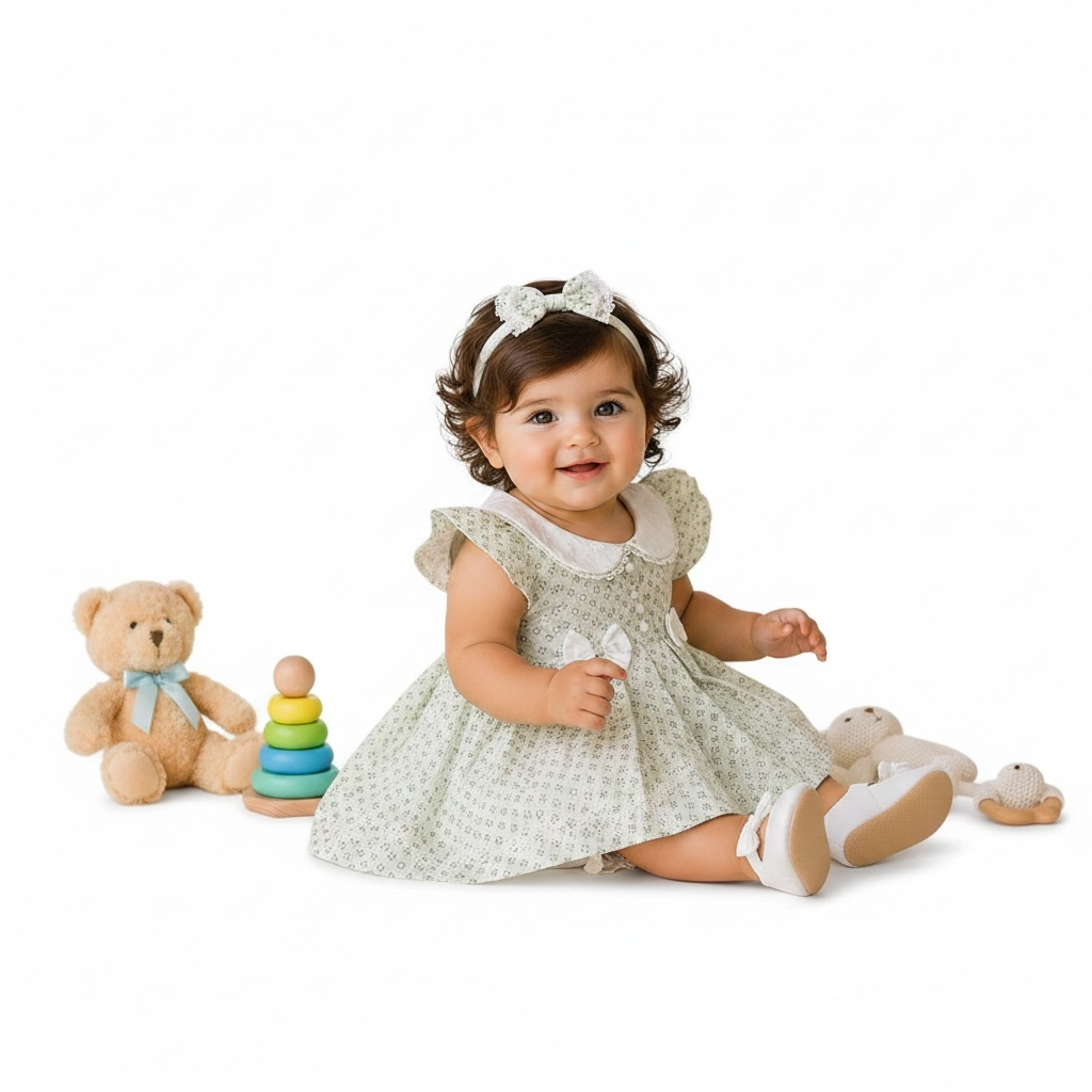 Baby Girl Cotton Plating Frock  Panties (2-Piece)