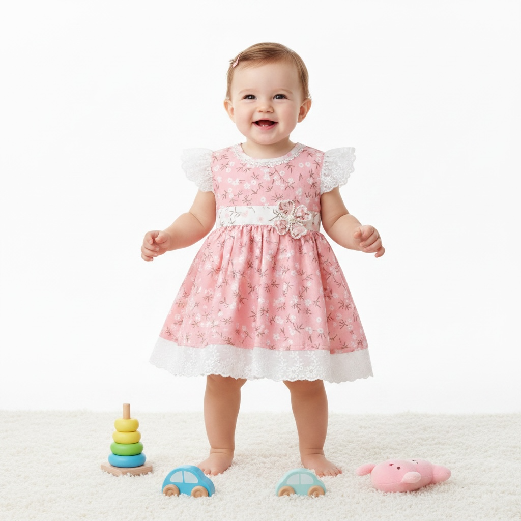 Baby Girl Cotton Petal Frock Printed Panties