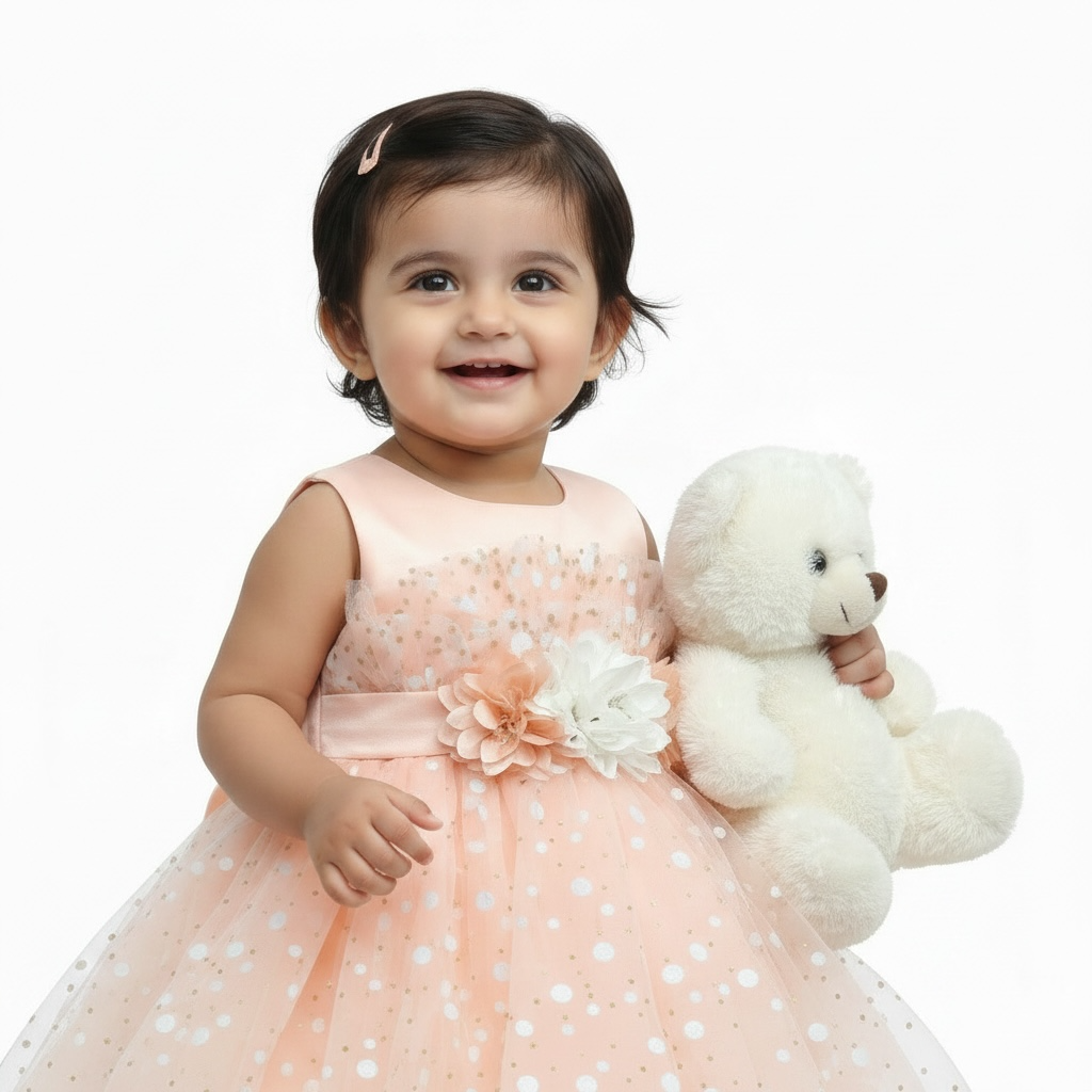 Baby Girl Dots Printed Light Frock  Inner and Tights