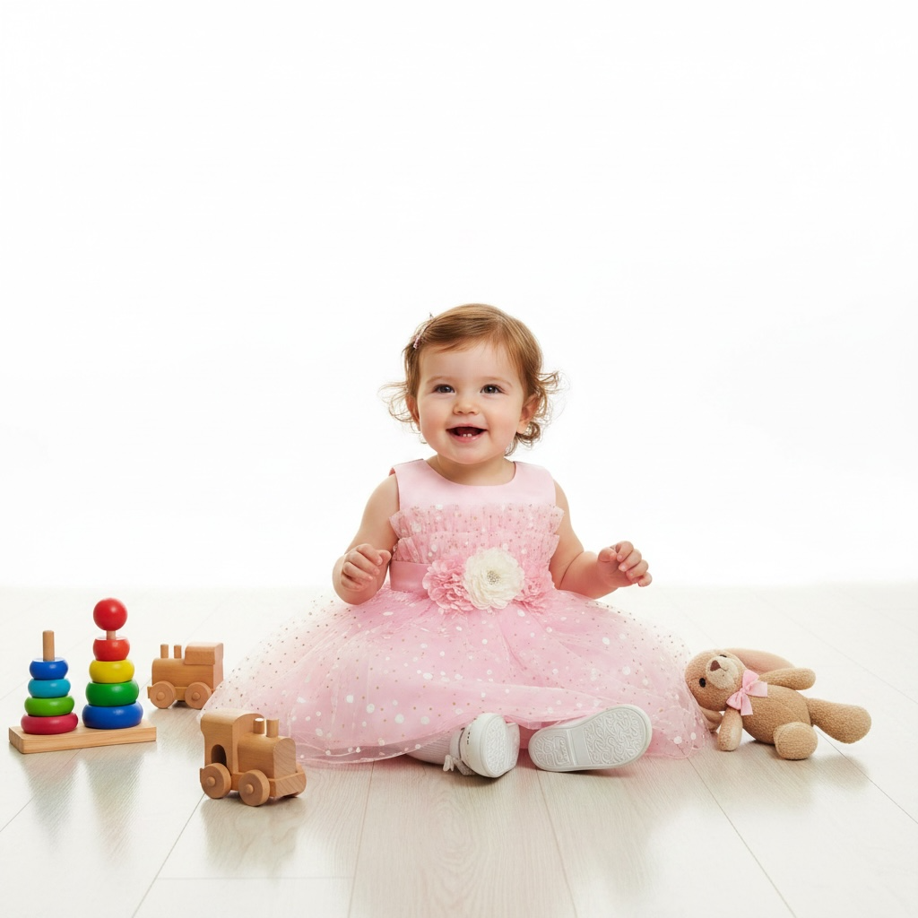 Baby Girl Dots Printed Light Frock  Inner and Tights