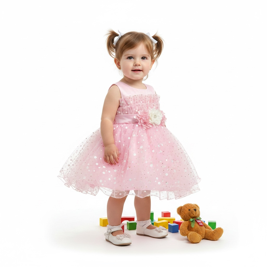 Baby Girl Dots Printed Light Frock  Inner and Tights