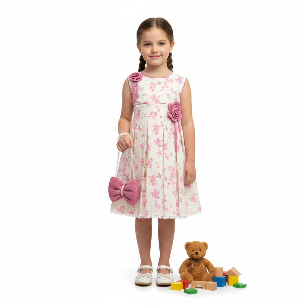 Girls Summer Printed Frock Printed Tights