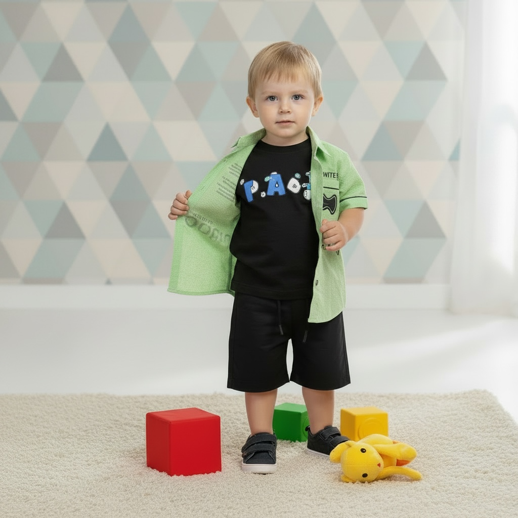 Baby Boy Explorer Set  Printed Inner (3-Piece)
