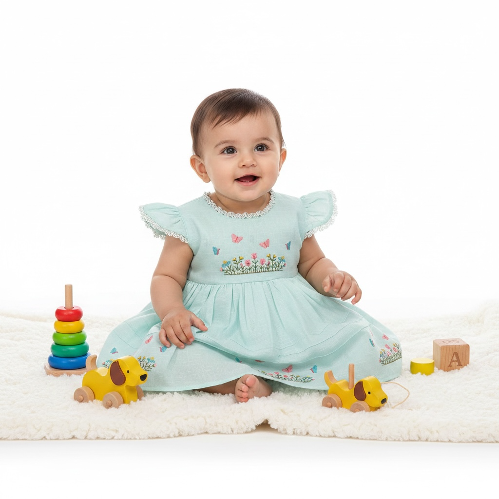 Baby Girl Cotton Butterfly Frock  Printed Panties