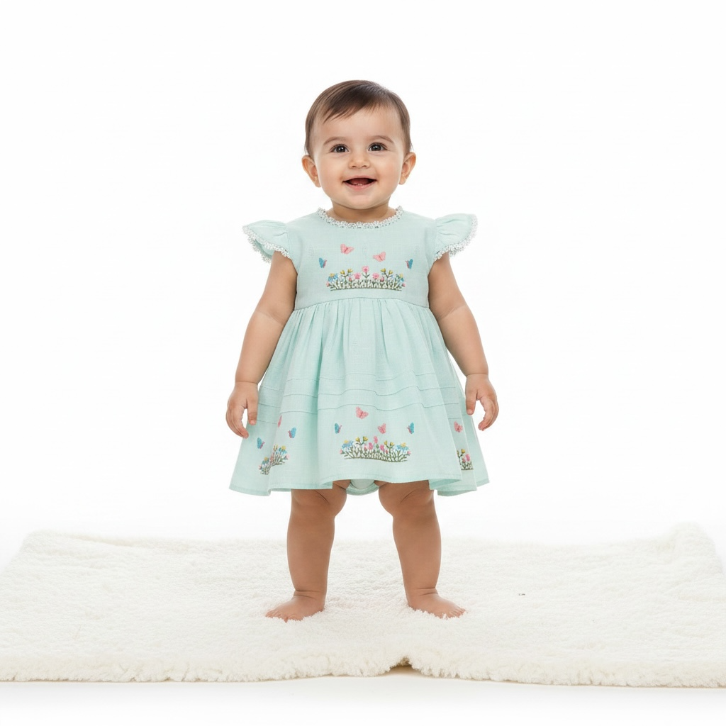 Baby Girl Cotton Butterfly Frock  Printed Panties