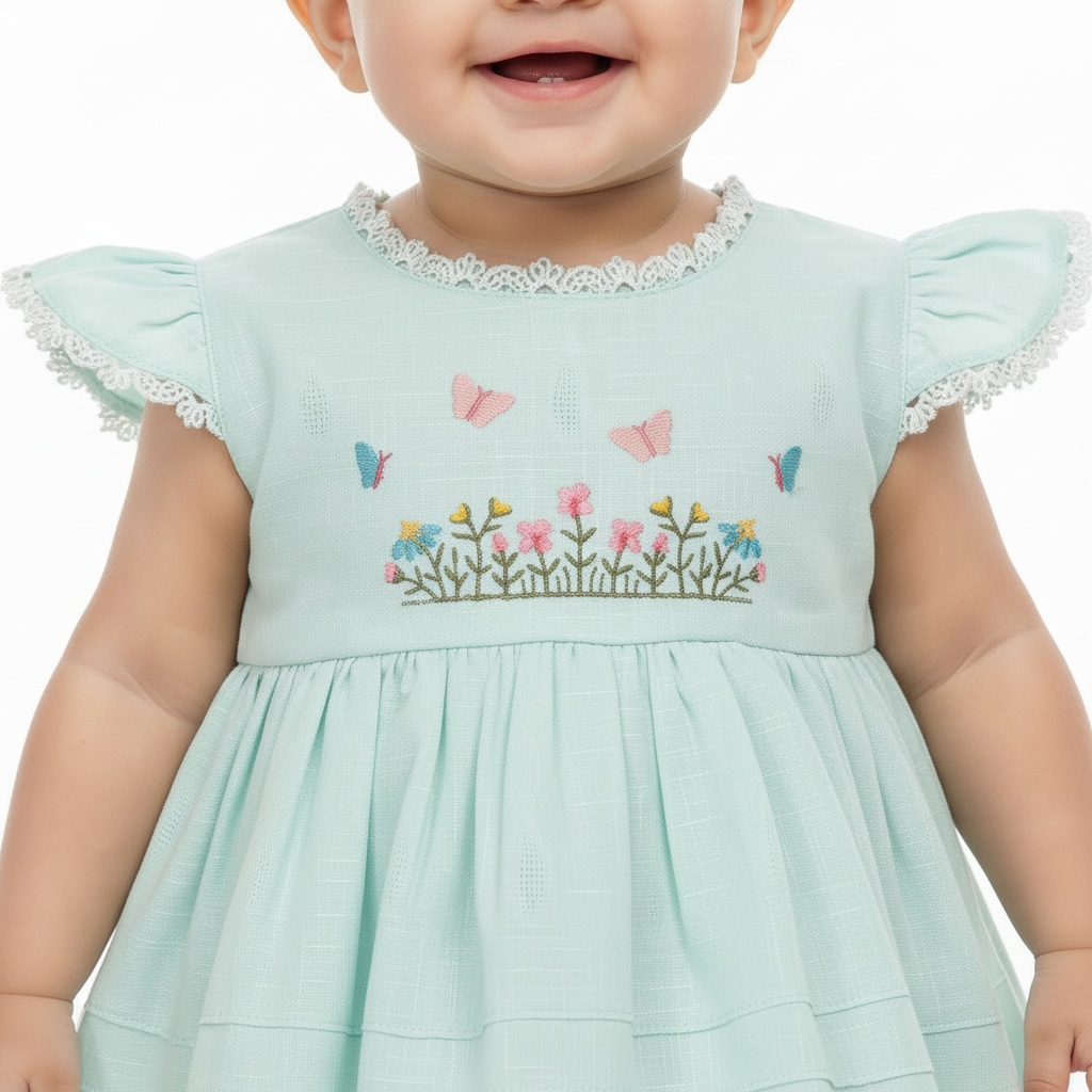Baby Girl Cotton Butterfly Frock  Printed Panties