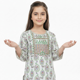 Ivory Blossom Kurta & Flapper Set (3-Piece)