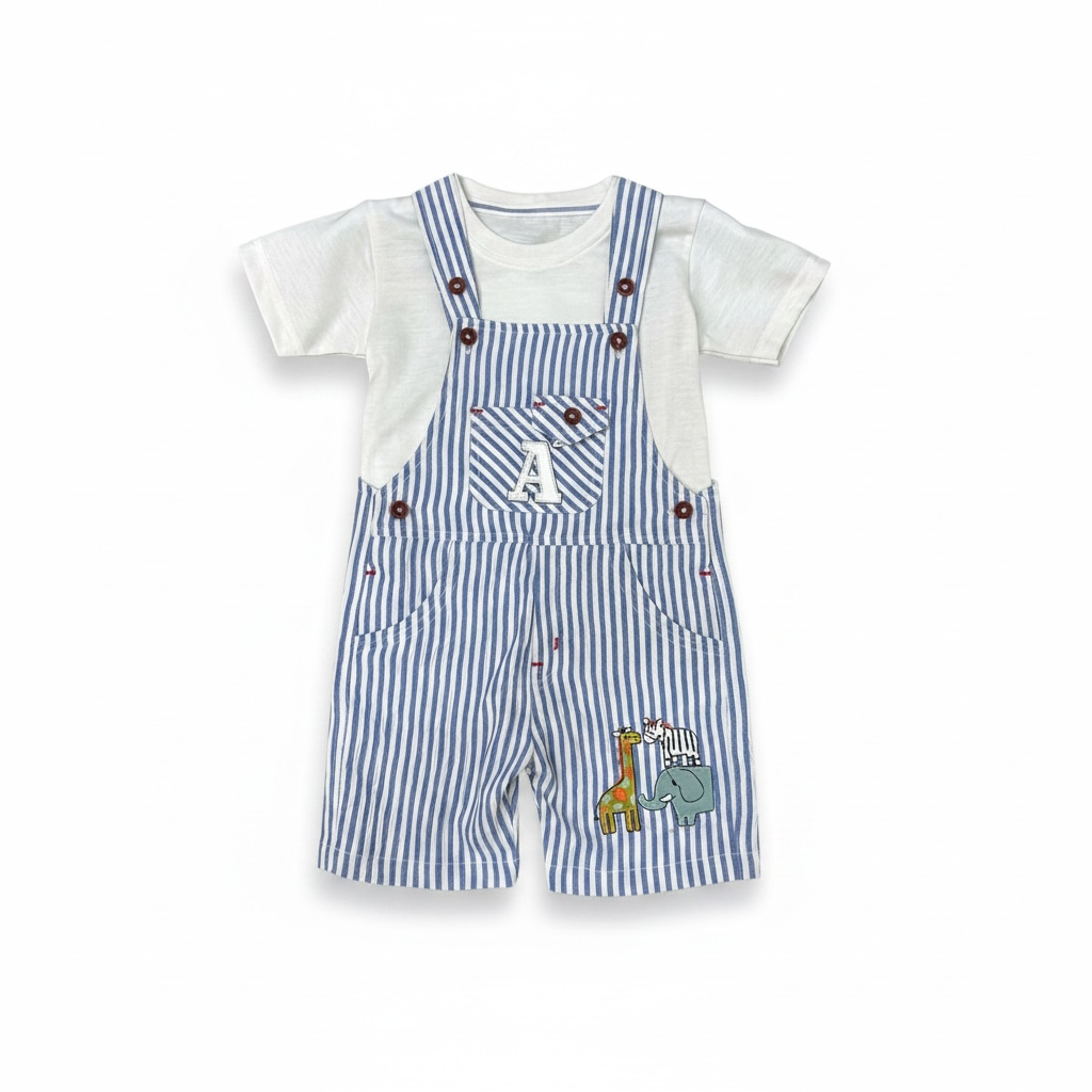Baby Boy Stripe Romper Set  Printed Inner (2-Piece)
