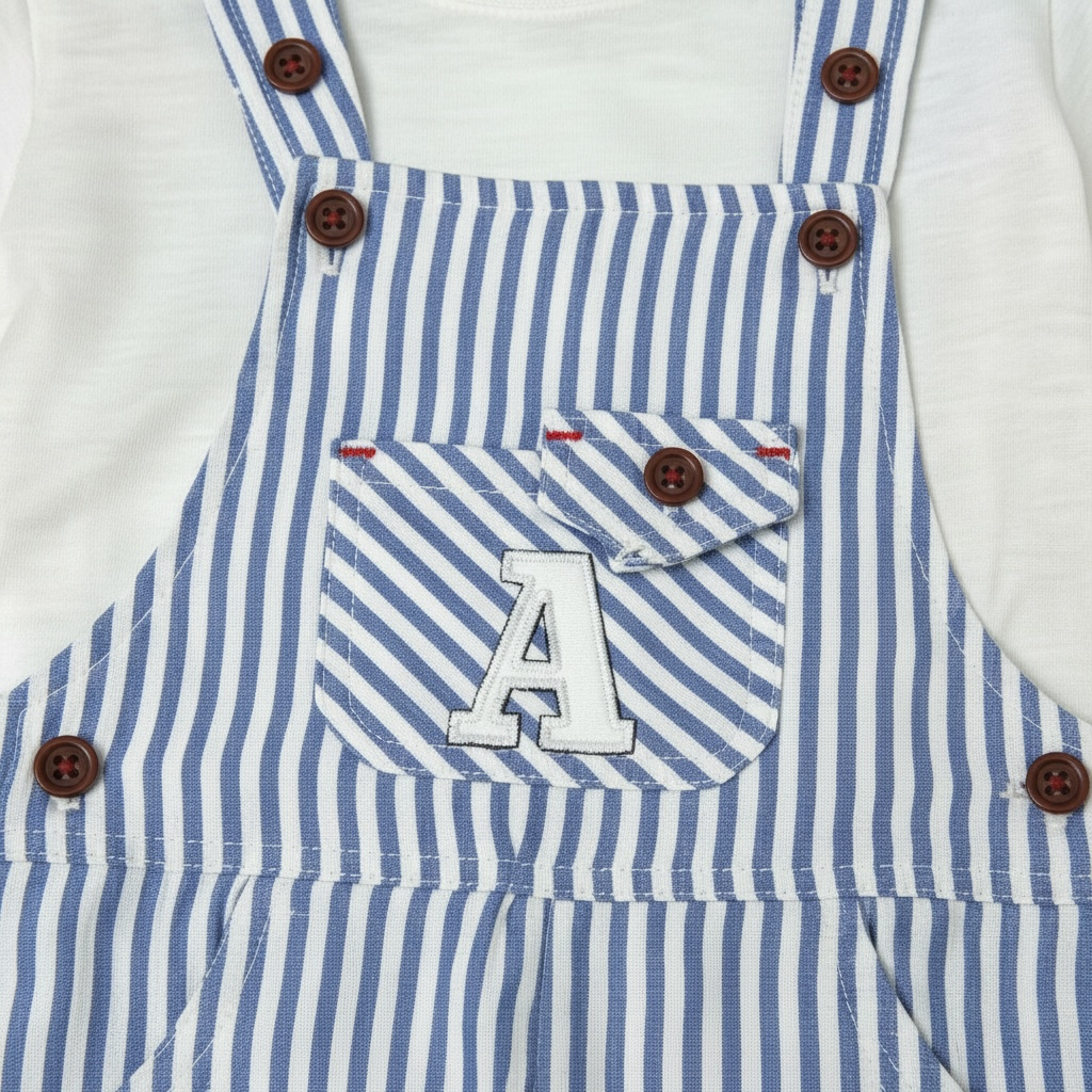 Baby Boy Stripe Romper Set  Printed Inner (2-Piece)