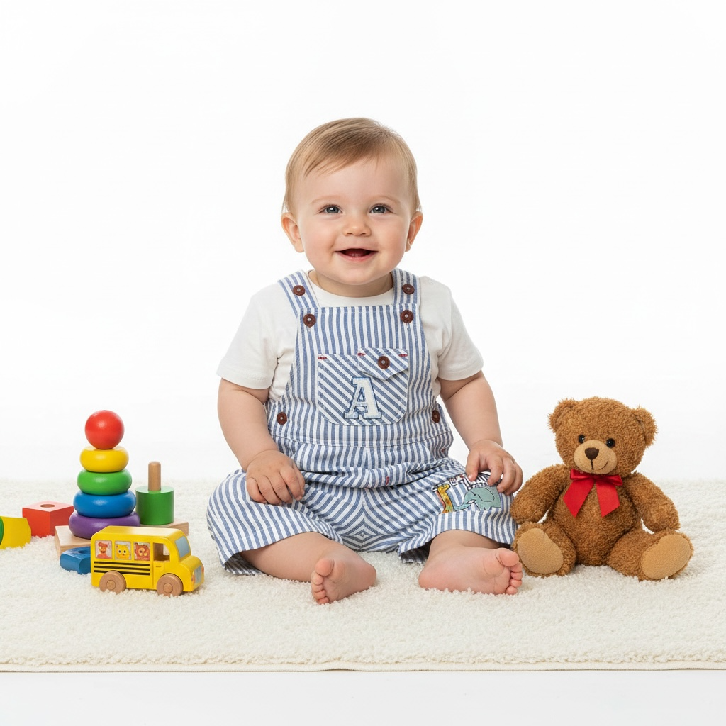 Baby Boy Stripe Romper Set  Printed Inner (2-Piece)