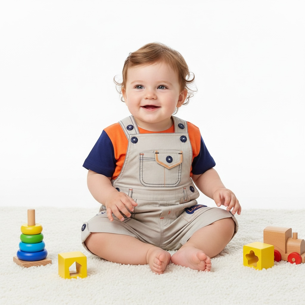 Baby Boy Orange Cotton Romper Set  Printed Inner (2-Piece)
