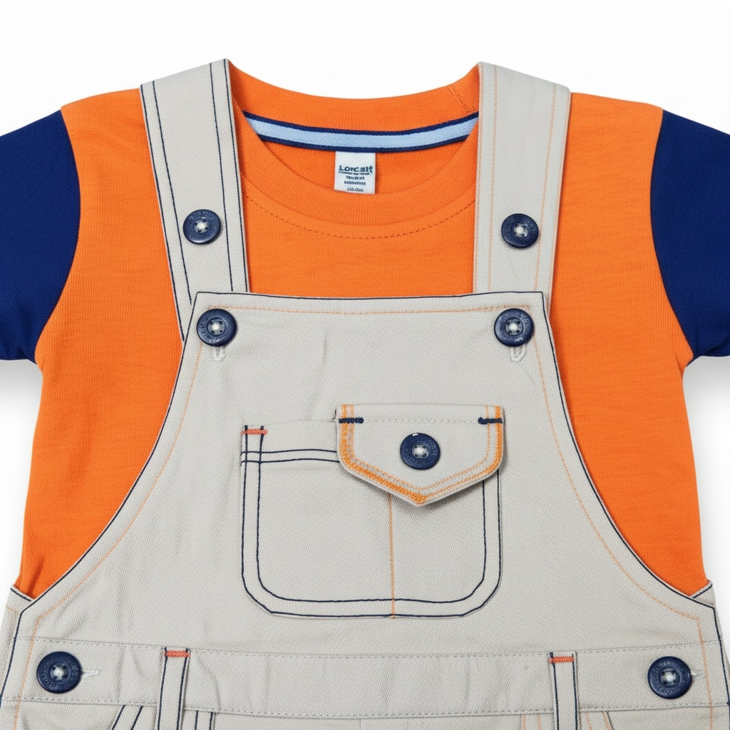 Baby Boy Orange Cotton Romper Set  Printed Inner (2-Piece)