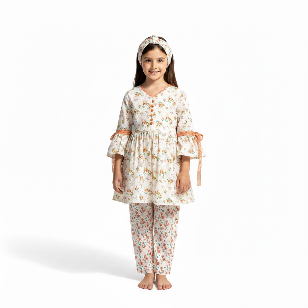 Floral Peach Playful Co-Ord Set (3-Piece)