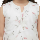Embroided Shirt Printed Shalwar Set (3-Piece)  Sleeves Attached