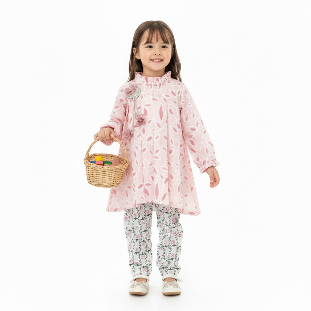 Floral Fancy Platted Co-Ord Set (3-Piece)