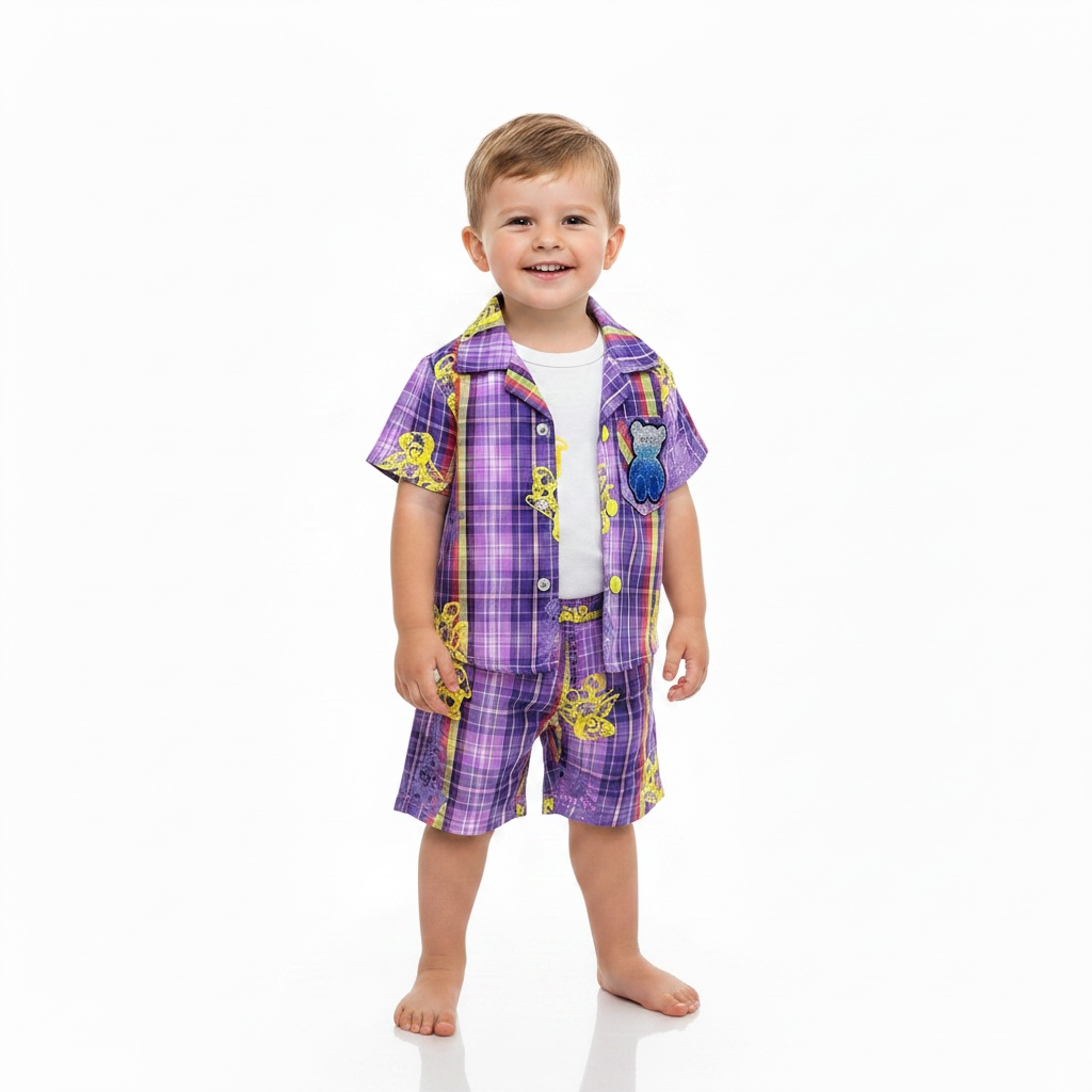 Baby Boy Cool Summer Co-Ord Set  Printed Inner (3-Piece)