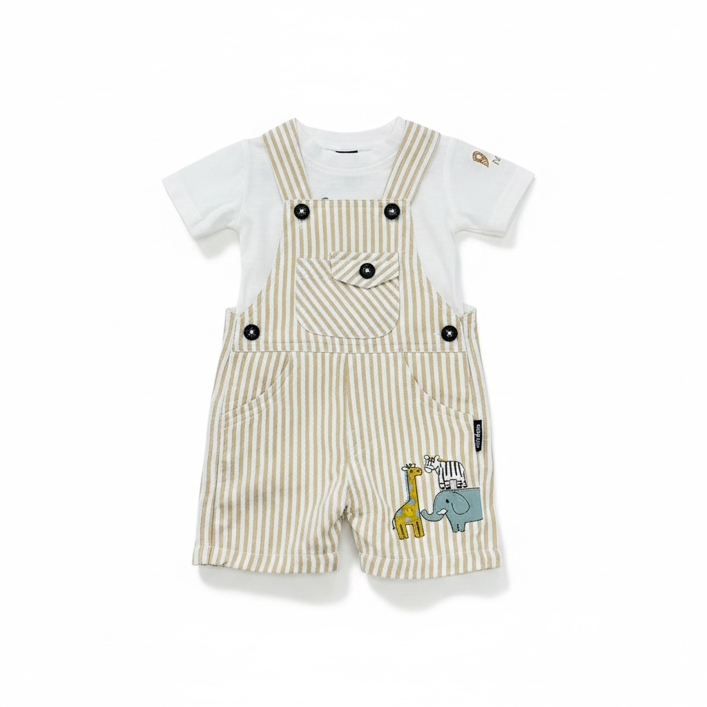 Baby Boy Stripe Romper Set  Printed Inner (2-Piece)