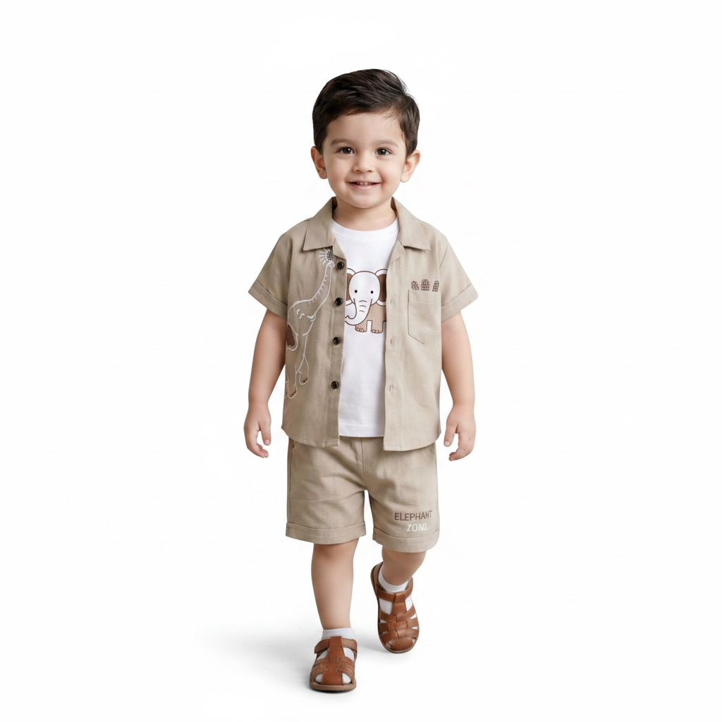 Baby Boys Beige Summer Suit | 3 Piece