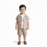 Baby Boys Beige Summer Suit | 3 Piece