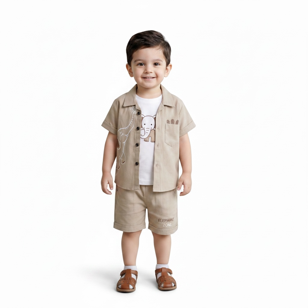 Baby Boys Beige Summer Suit | 3 Piece