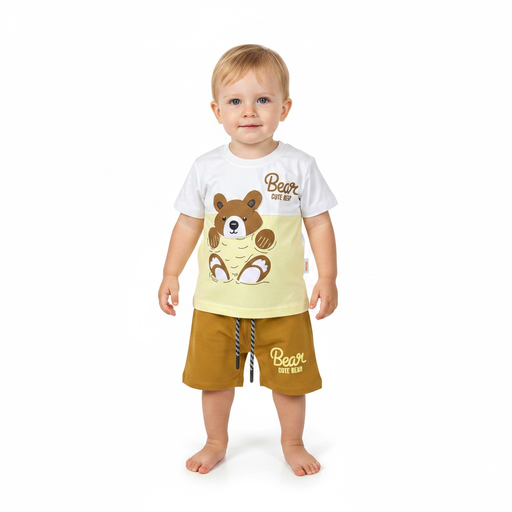 Baby Boy Bear Summer Suit | Brown