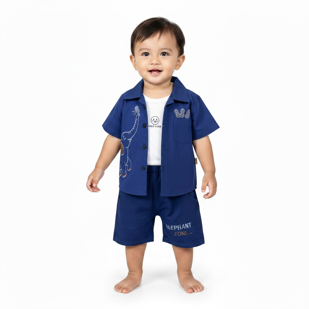 Baby Boys Navy Blue Summer Suit | 3 Piece