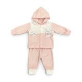 Pack of 2 – Baby Winter Outfit Set | 3-Piece Jacket, Pyjama & Cap | Pink & White