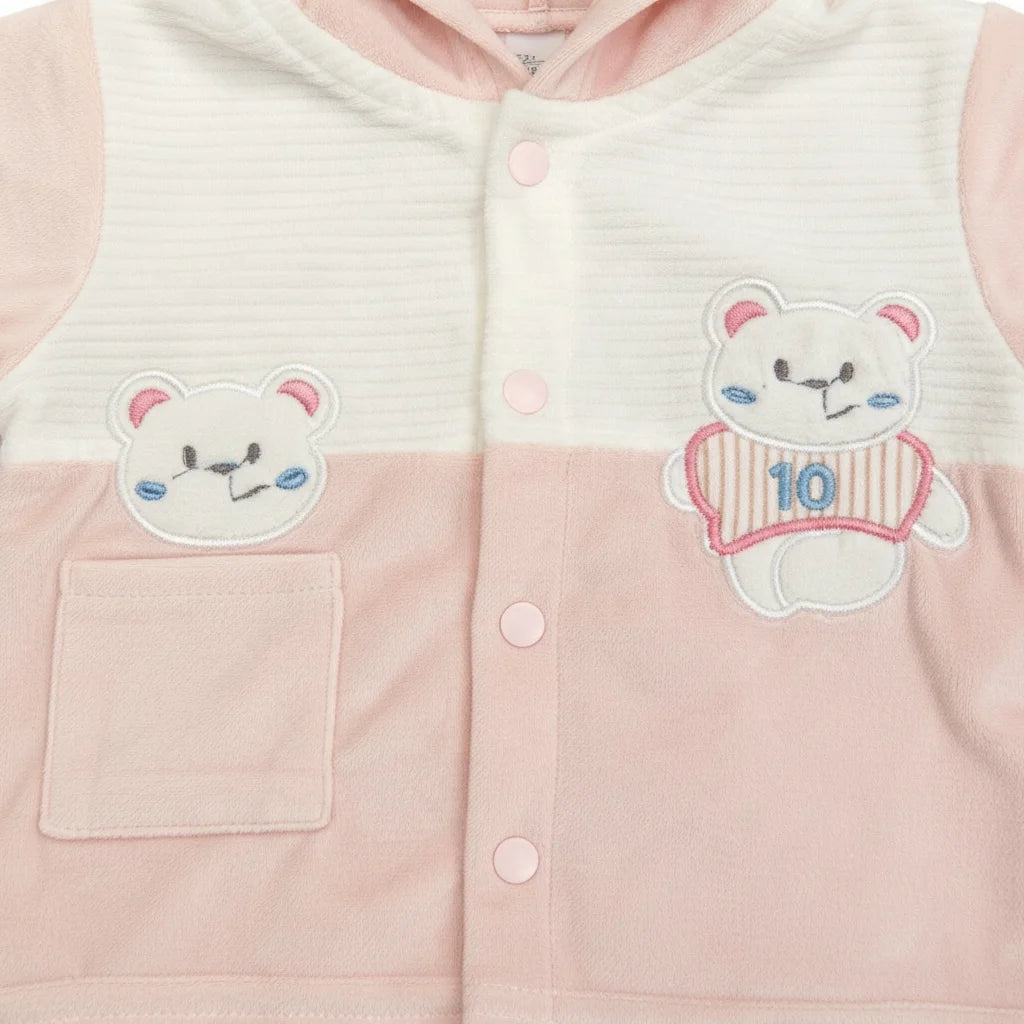 Pack of 2 – Baby Winter Outfit Set | 3-Piece Jacket, Pyjama & Cap | Pink & White