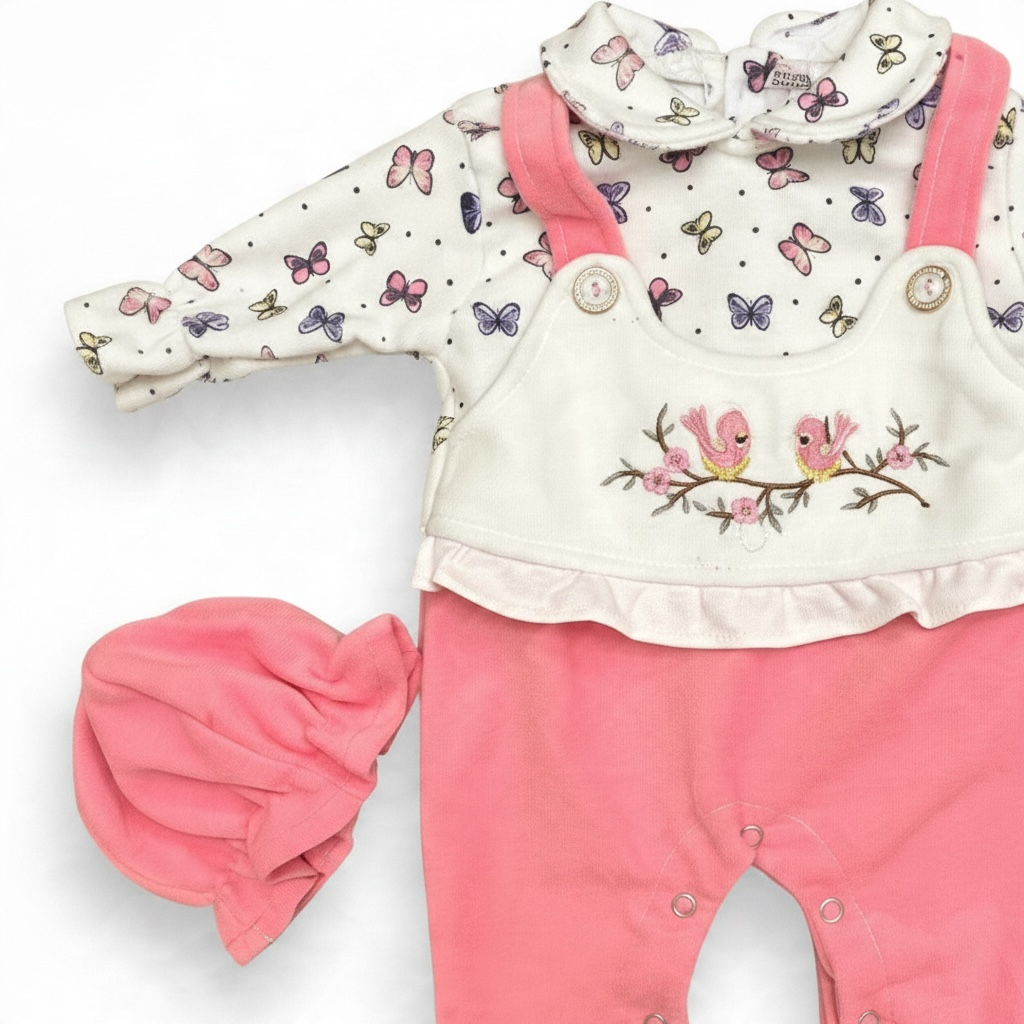 Newborn Baby Winter Romper with Cute Butterfly Print