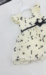 ✨ Baby Girl Black Flocking Frock, Inner & Tights Set (3-Piece) ✨